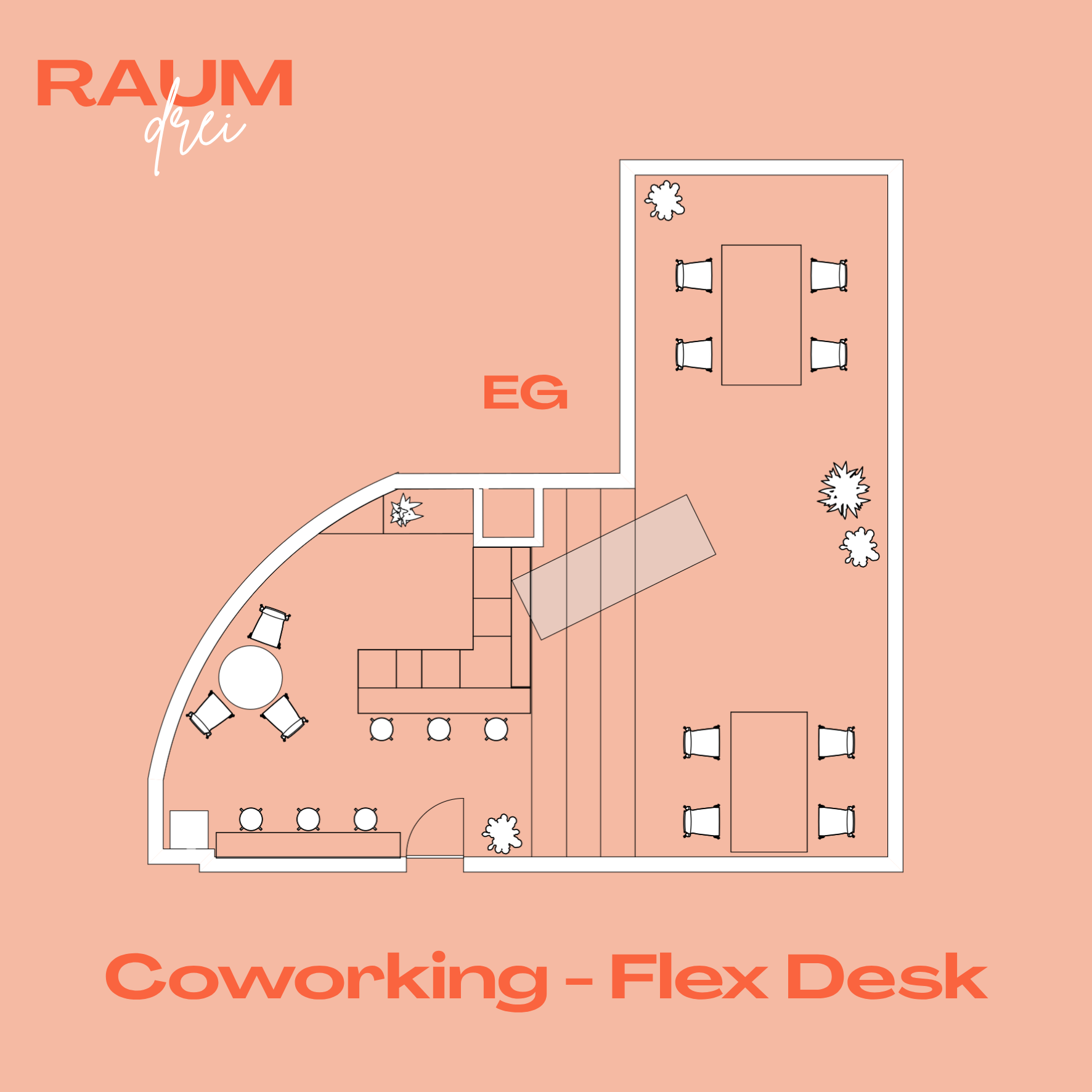 Grundriss Coworking – Flex Desk (zum Vergrößern klicken)