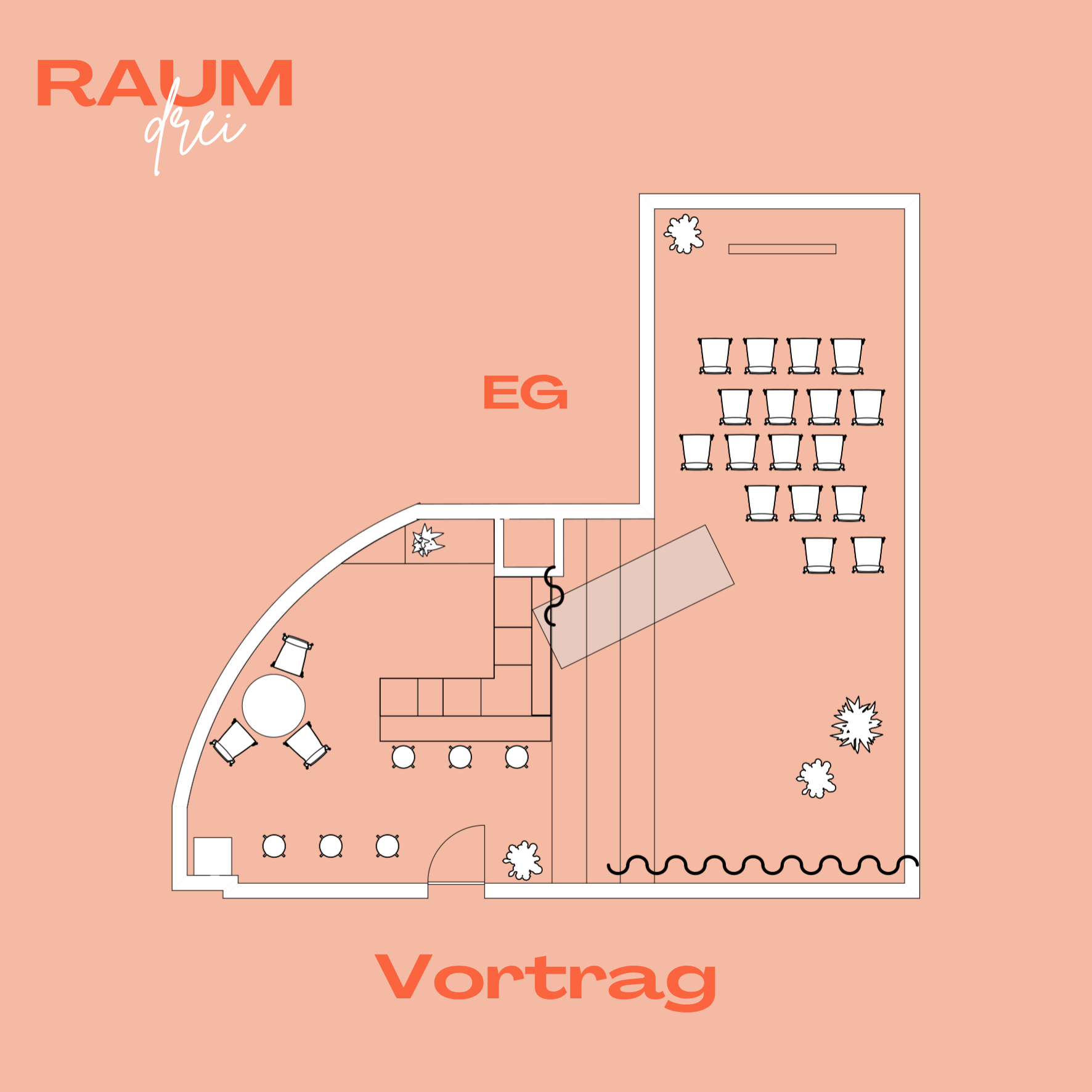 Grundriss multifunktionale Ebene – Setting Vortrag (zum Vergrößern klicken)